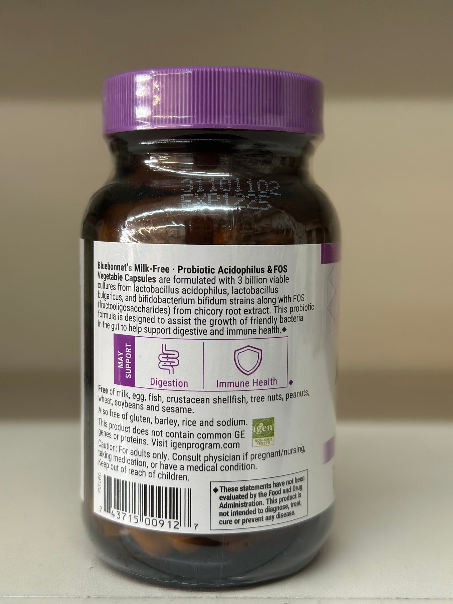 Milk-Free Acidophilus & FOS 100ct