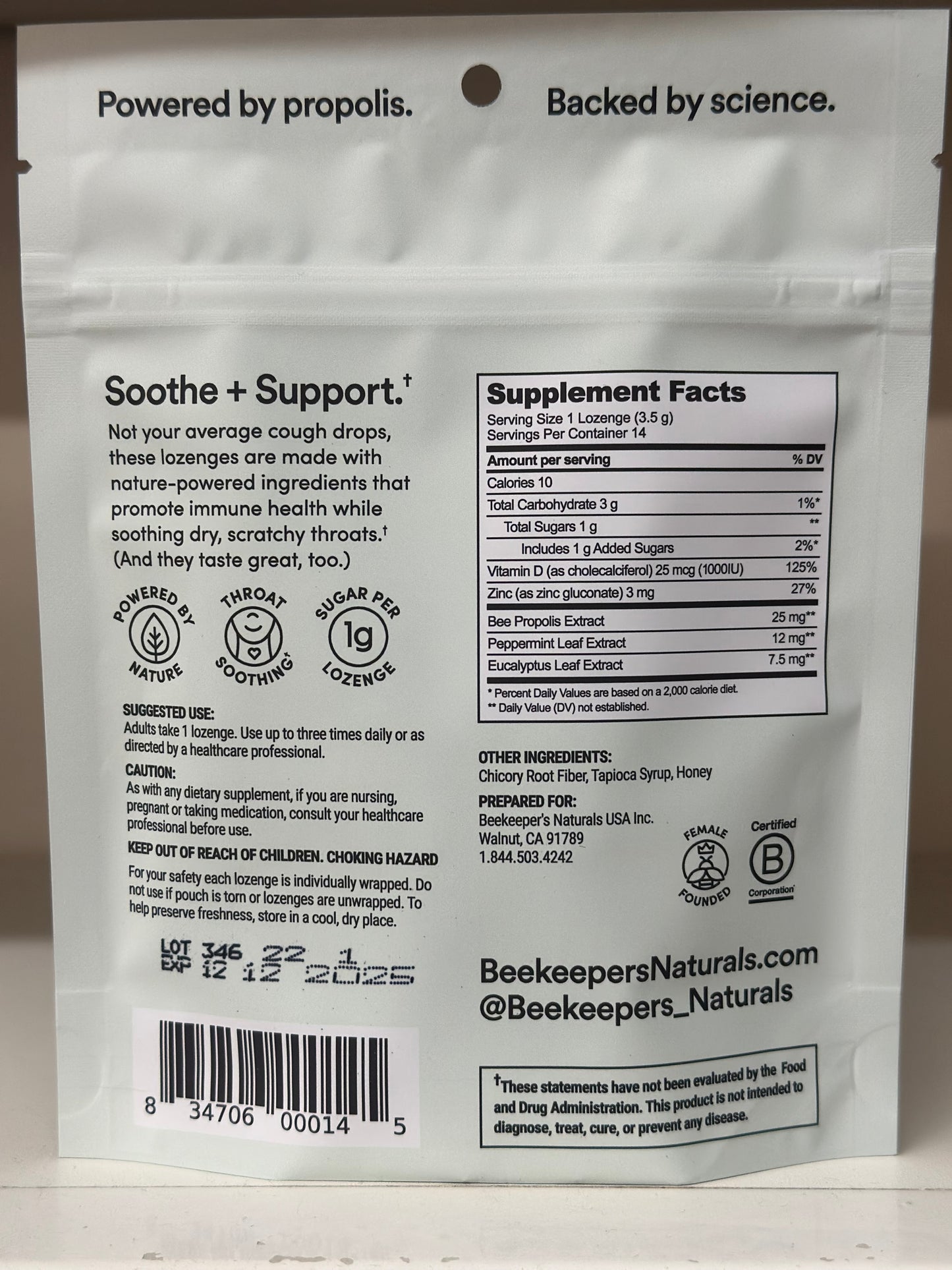 Propolis Soothing Lozenges with Peppermint & Eucalyptus