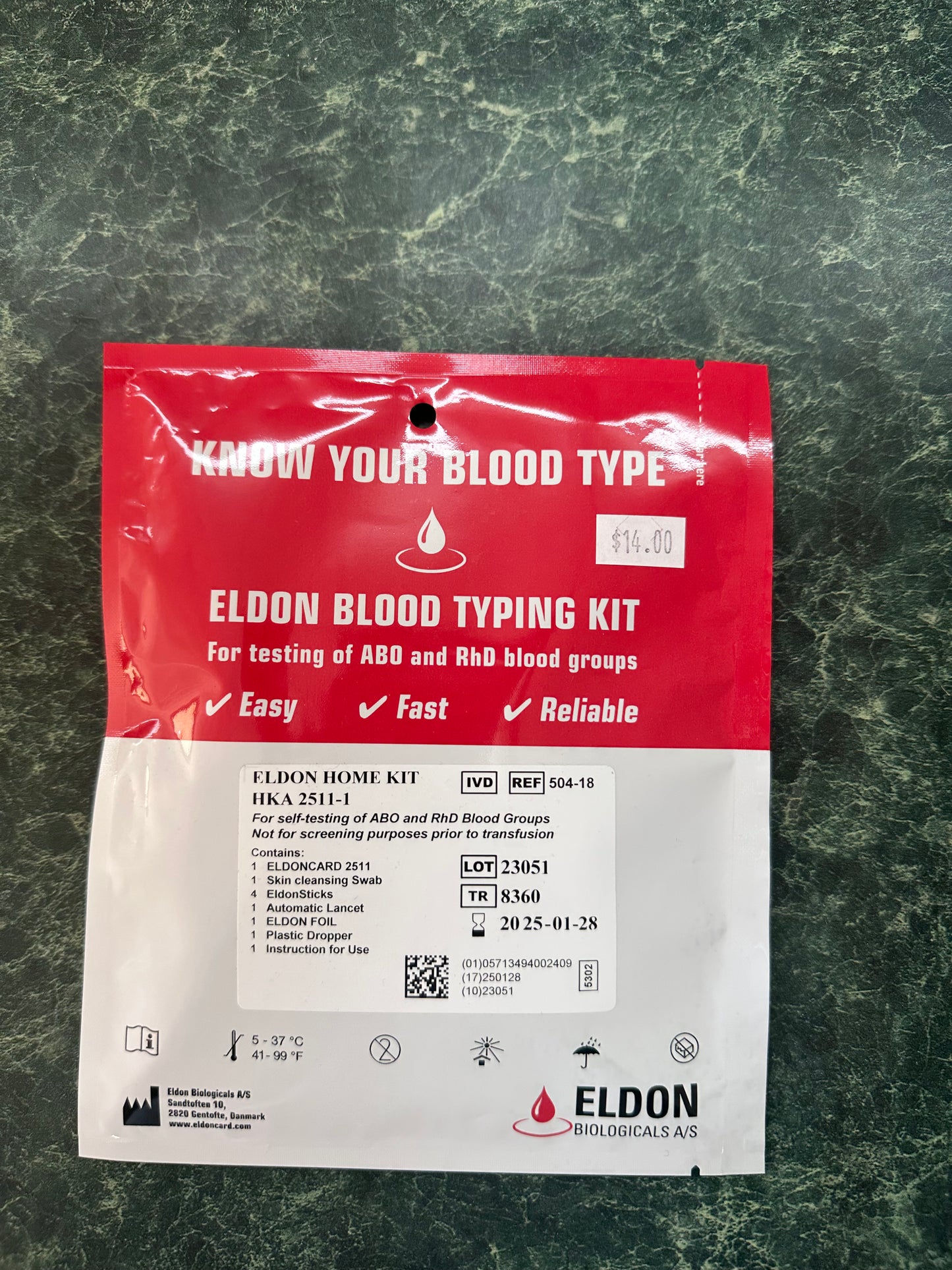 Eldon Blood Typing Kit