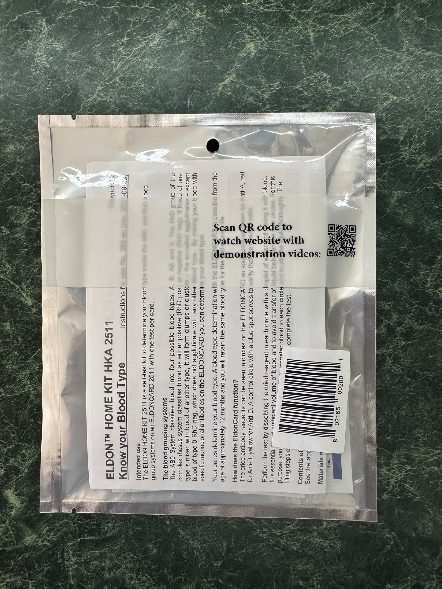 Eldon Blood Typing Kit