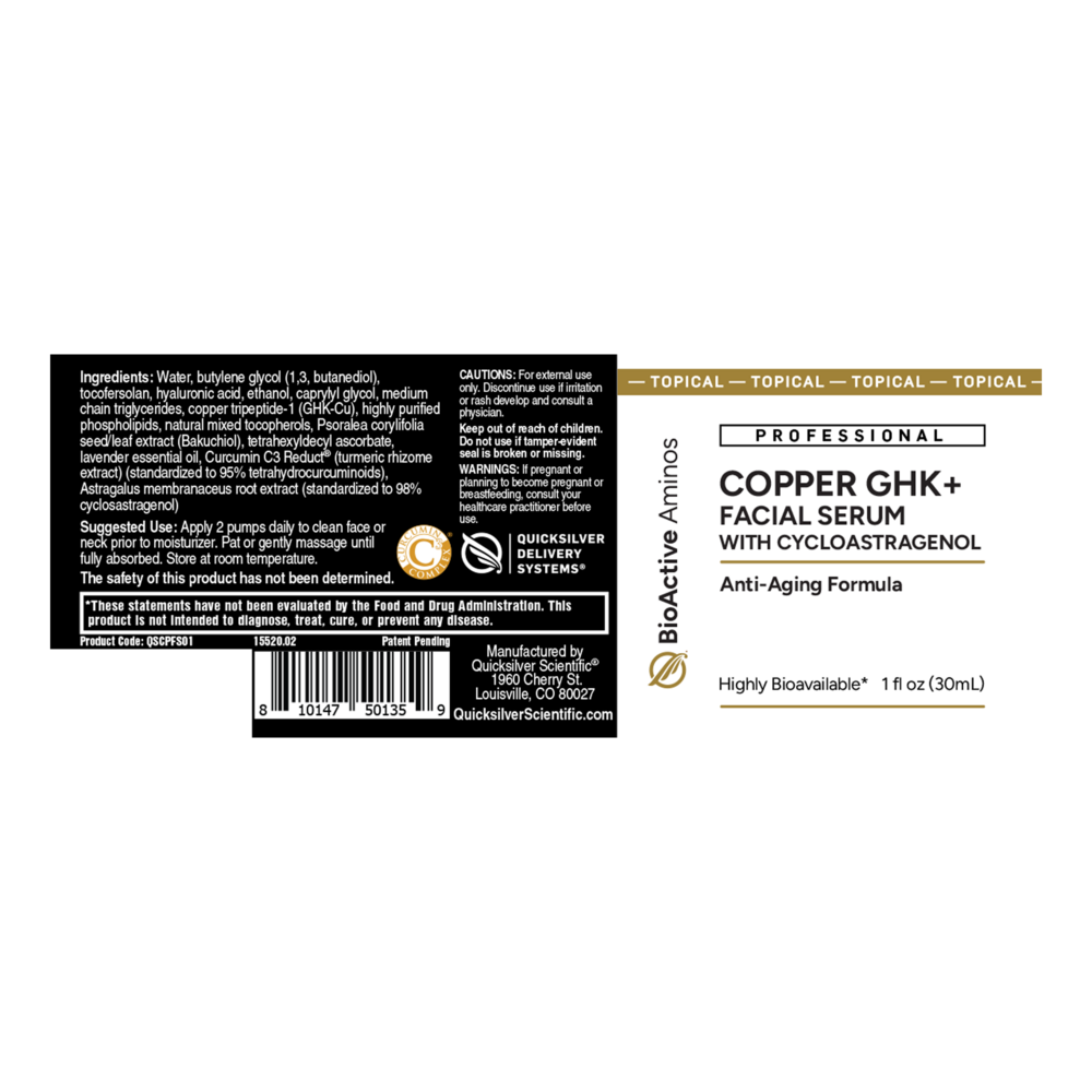 Copper GHK+ Facial Serum with Cycloastragenol 30ml