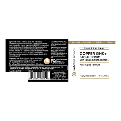 Copper GHK+ Facial Serum with Cycloastragenol 30ml