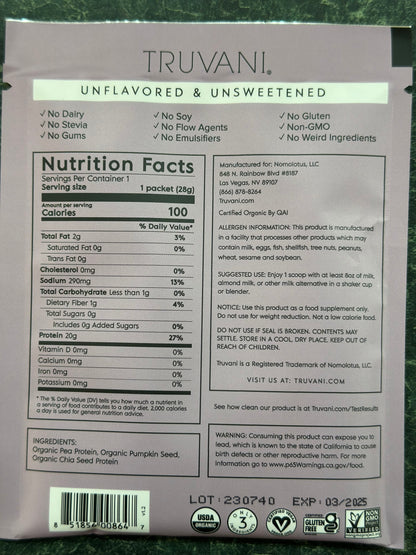 Truvani Protien Unflavored 1oz